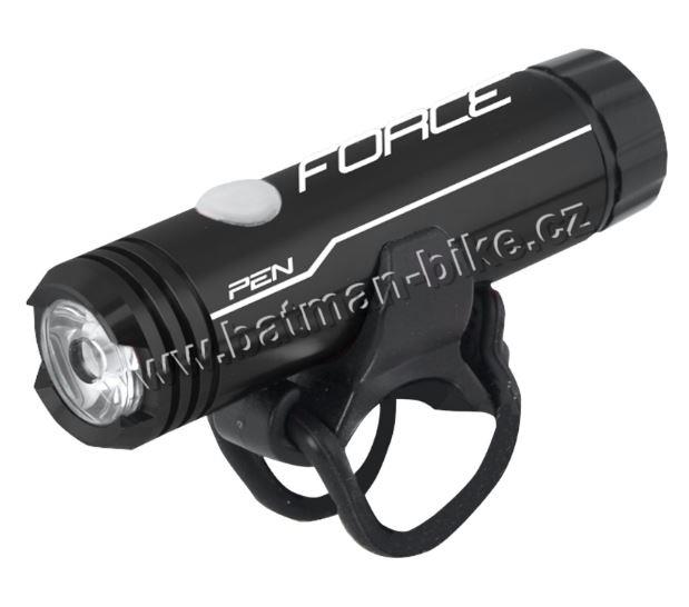Světlo přední FORCE PEN 200LM 1LED dioda USB,černé