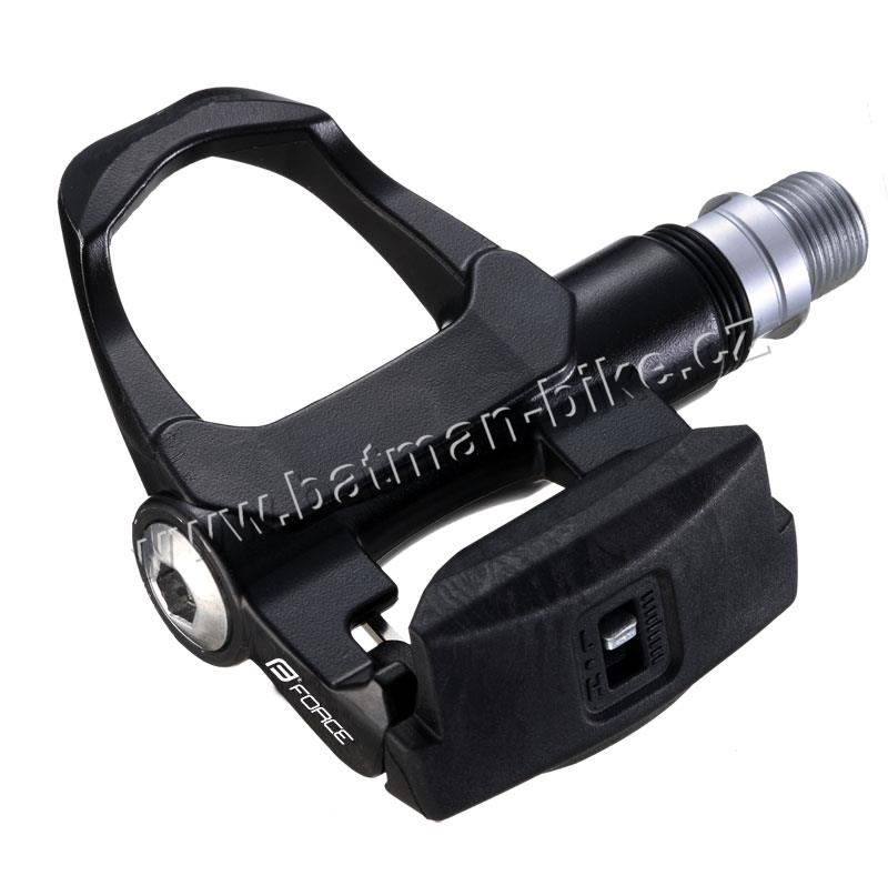 Pedály FORCE nášlapné silniční + zarážky, černé