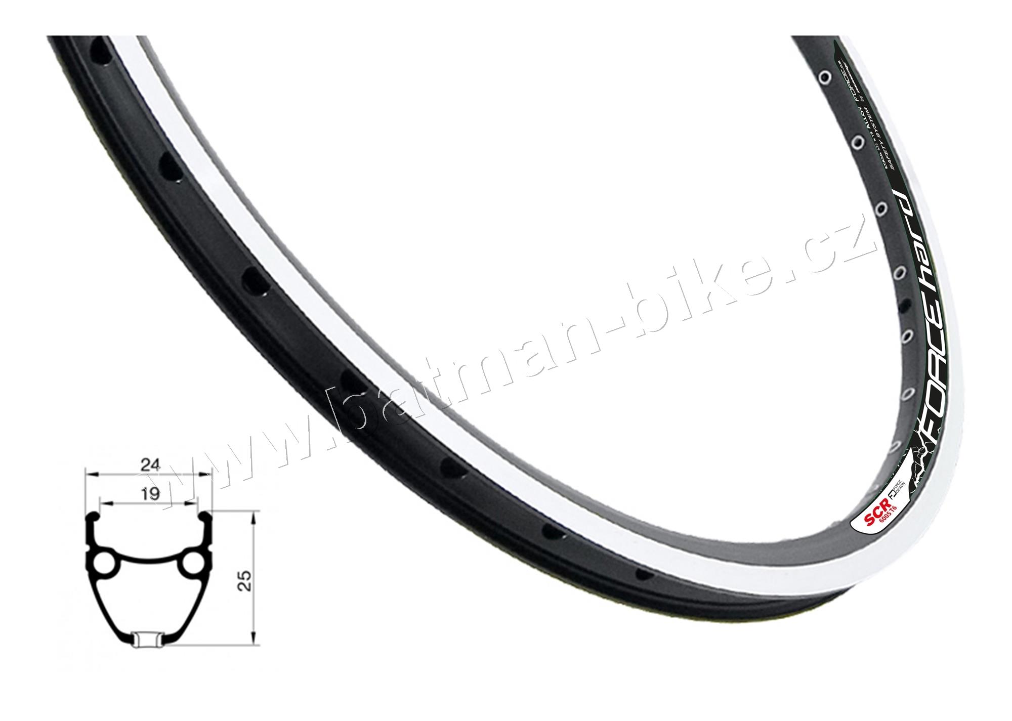 Ráfek FORCE HARD 507x19 36děr, černý