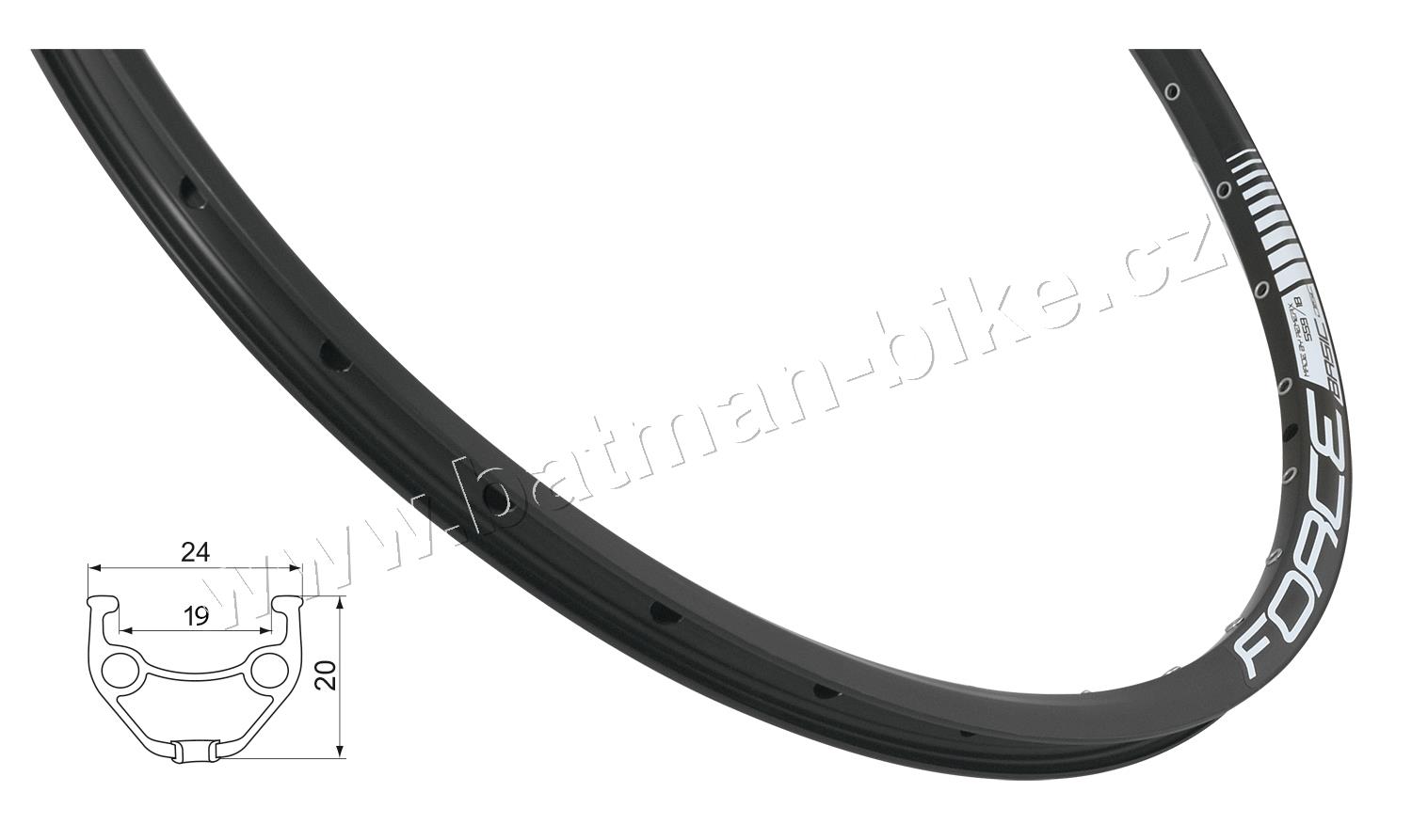 Ráfek FORCE BASIC DISC 559x19 32děr, černý