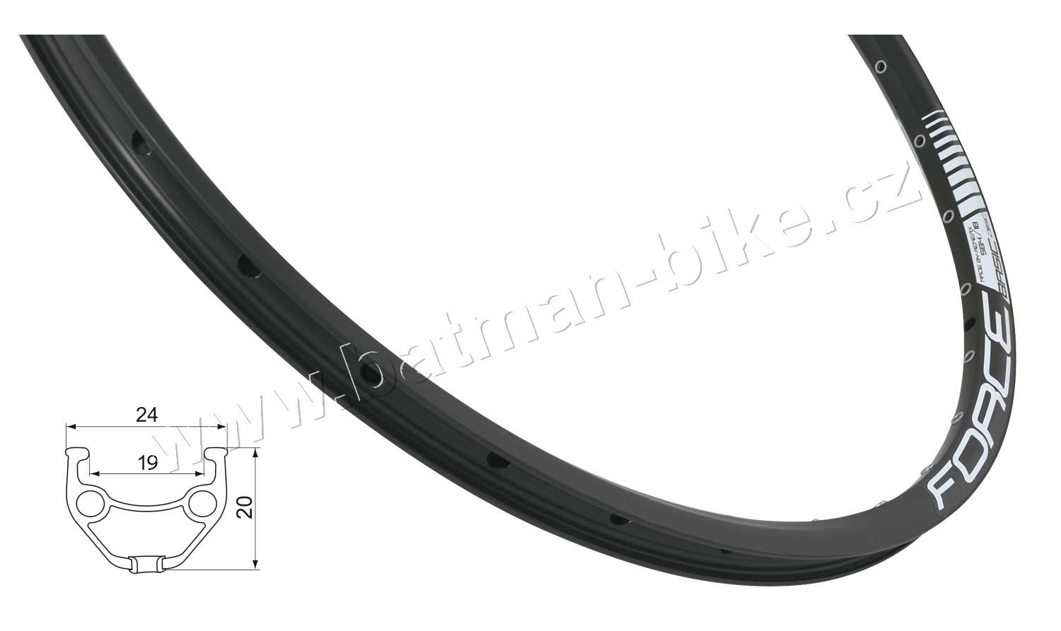 Ráfek FORCE BASIC DISC 584x19 32děr, černý