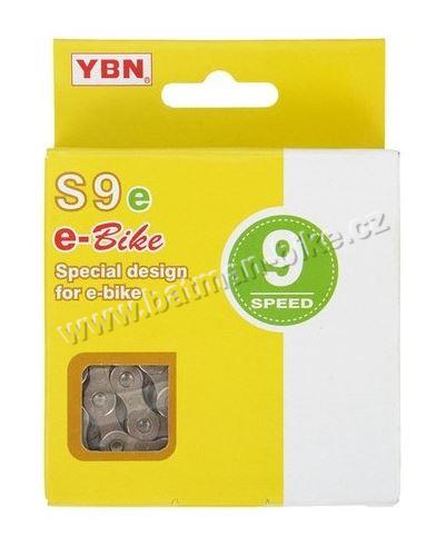 Řetěz YBN S9e S2 pro E-kola stříbrný 9x