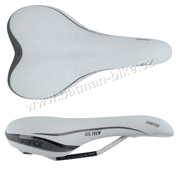 Sedlo FORCE COMFORT GEL TECH, bílé