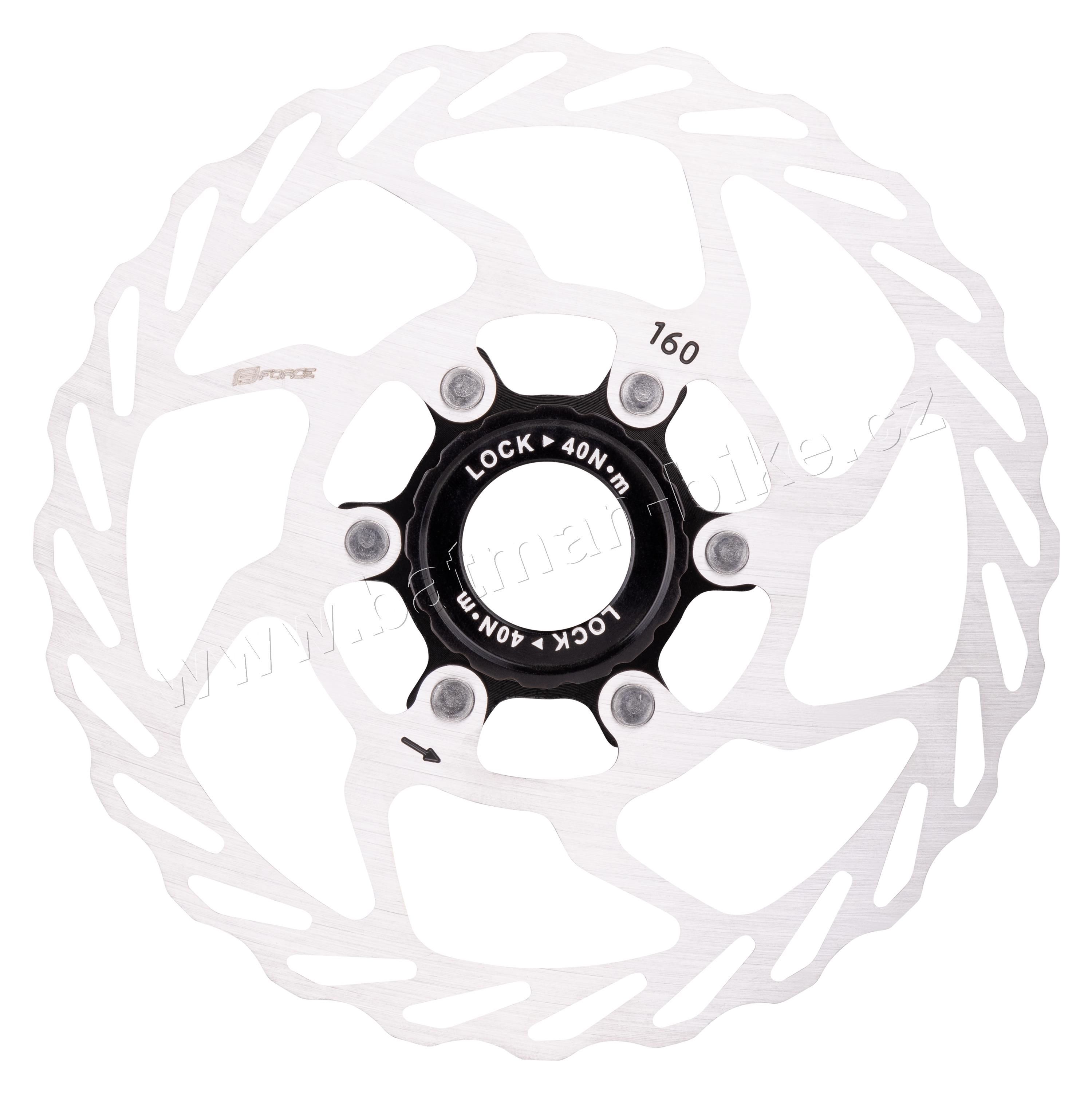 Kotouč brzdový FORCE 160 mm, CENTER LOCK, stříbrný