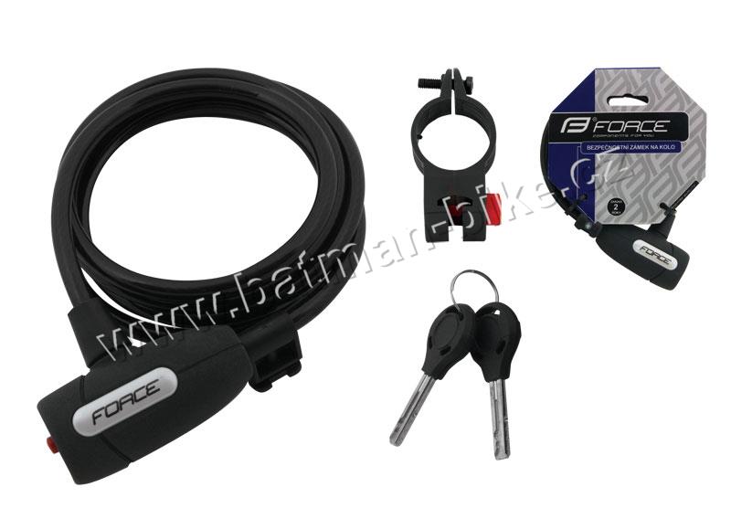 Zámek F LUX spirálový s držákem 180cm/8mm, černý