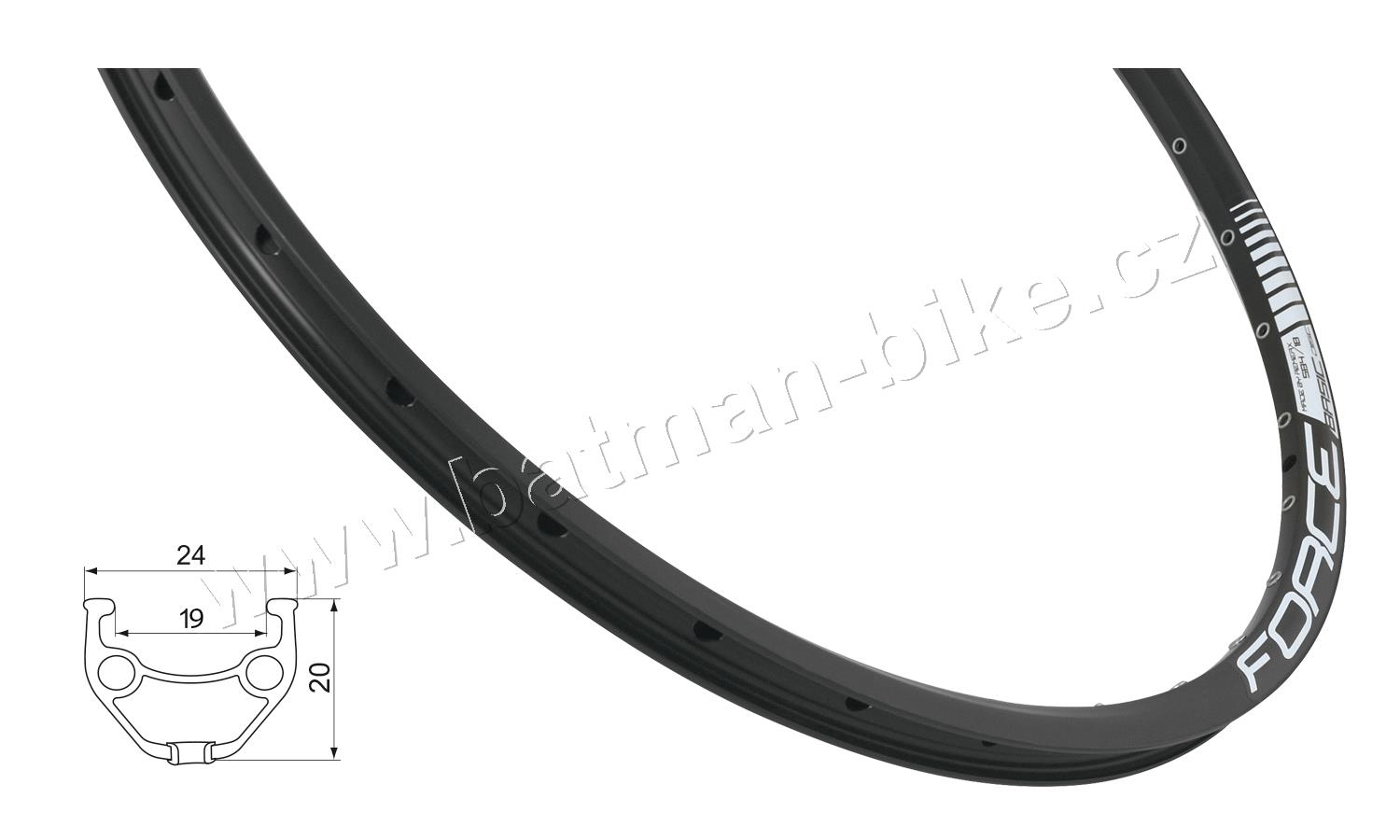 Ráfek FORCE BASIC DISC 584x19 36děr, černý