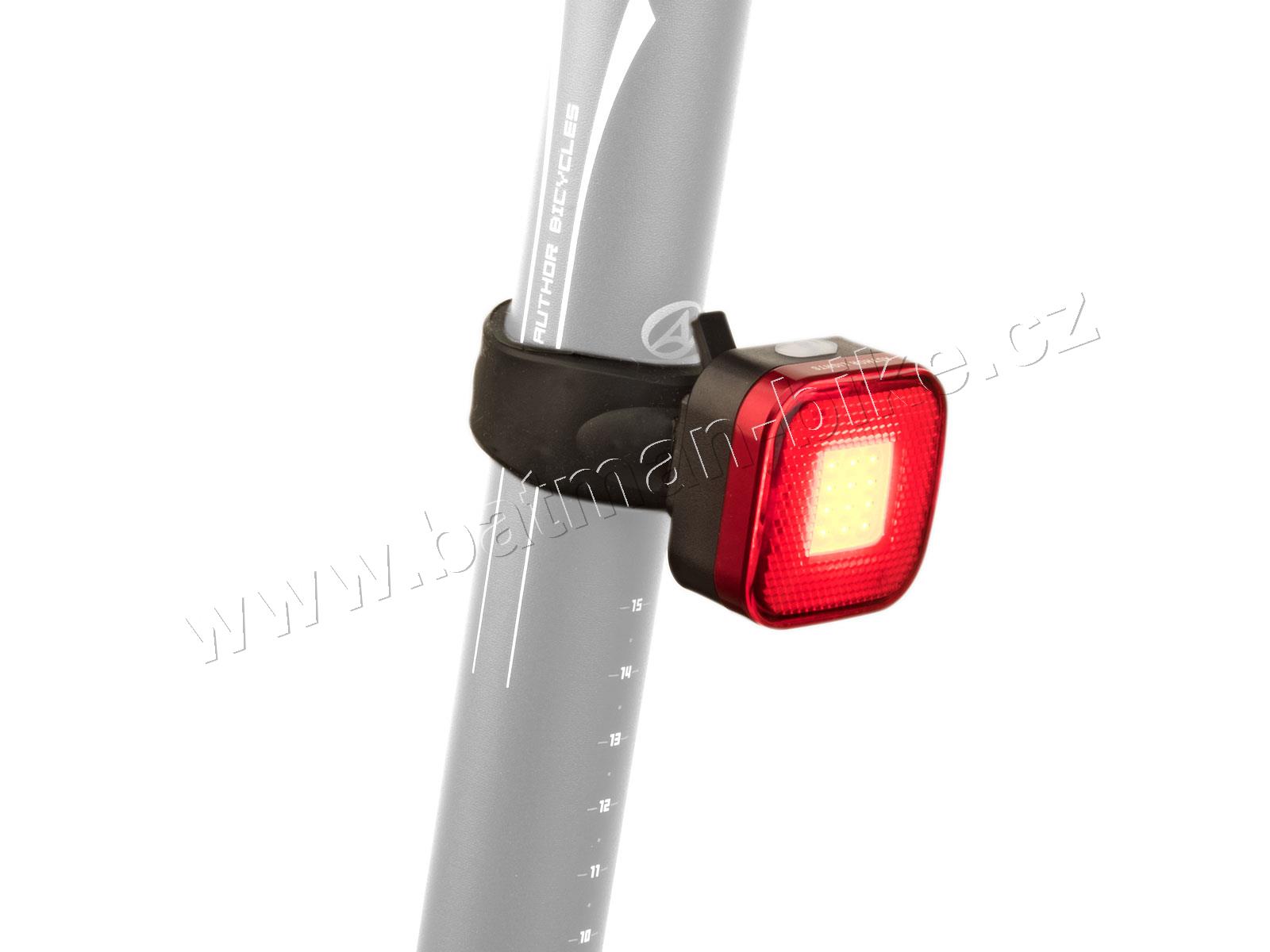 Světlo zad. A-Square USB CobLed 40 lm černá/červené-sklo