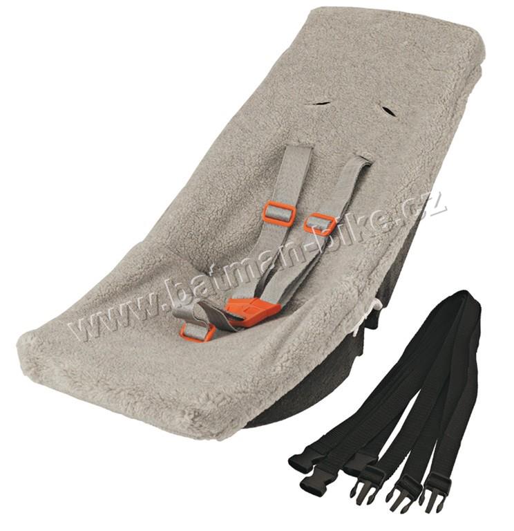 Dětská sedačka s vložkou pro přívěsné vozíky, šedá