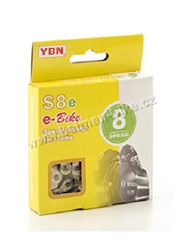 Řetěz YBN S8e S2 pro E-kola stříbrný 8x