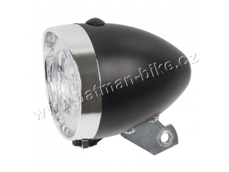 Světlo přední Retro černé 3 diody