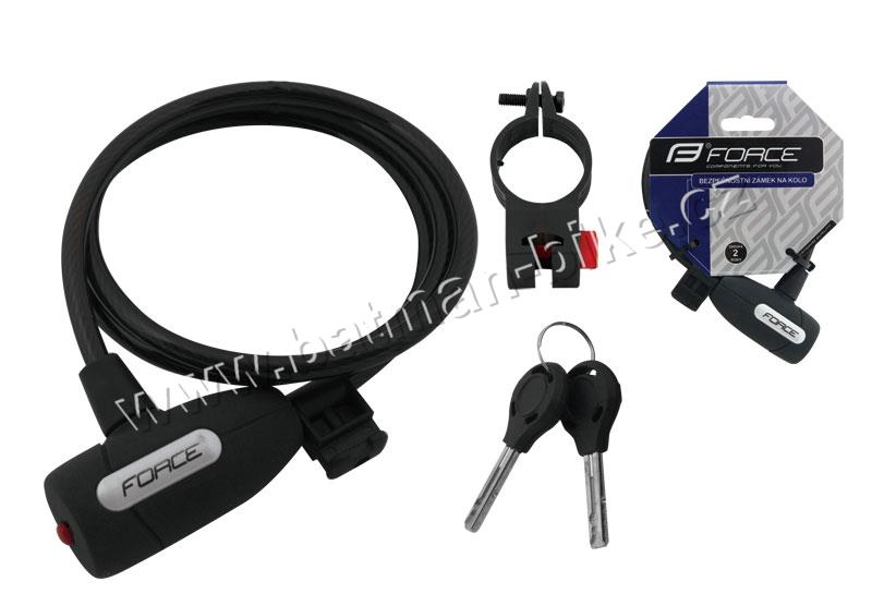 Zámek F LUX spirálový s držákem 120cm/8mm, černý