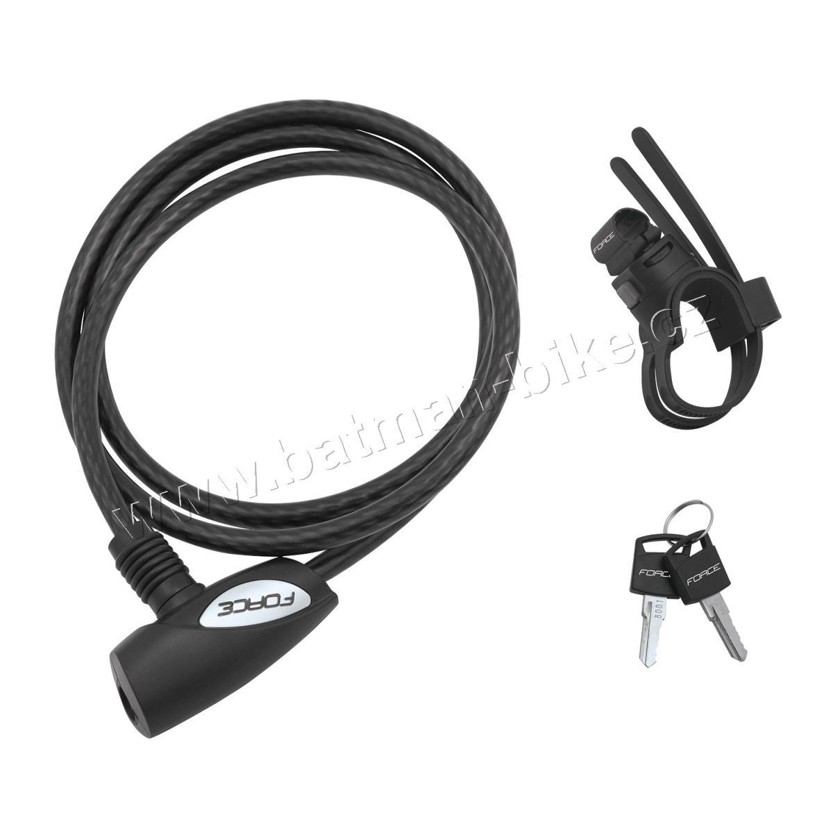 Zámek F MAT spirálový s držákem 120cm/8mm, černý