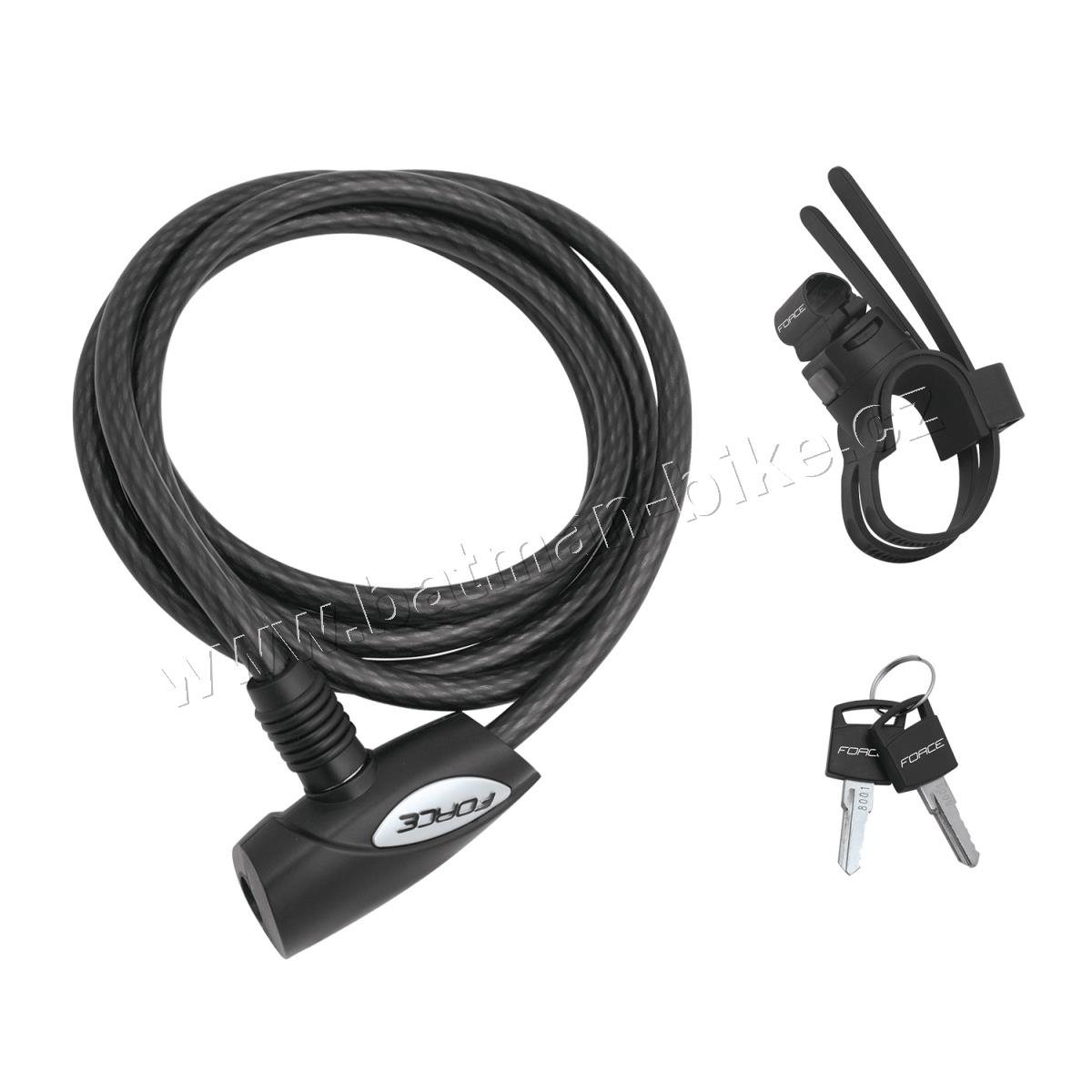 Zámek F MAT spirálový s držákem 180cm/8mm, černý